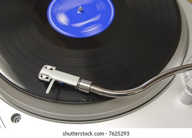 Silver Turntable And Arm For Music Vinyl Records