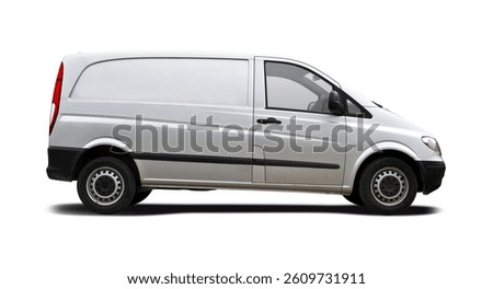 Silver van side view isolated on white background