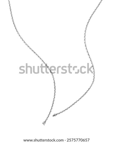 Silver wavy chains. Isolated on white background. Ready to add a charm.