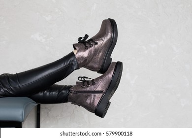 Silver Women Boots