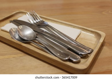 Silverware Or Flatware Set Of Fork, Spoon And Knife 
