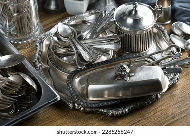 Silverware on an old background.