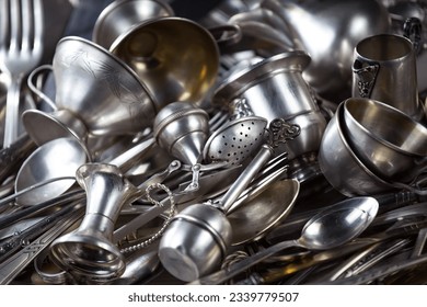 Silverware on an old background.