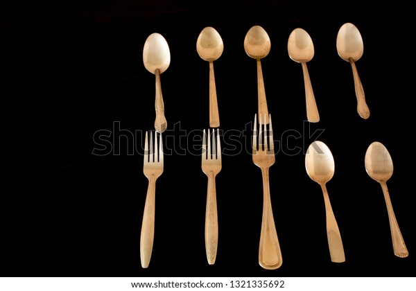 Silverware Wallpaper Black Background Stock Photo 1321335692 | Shutterstock