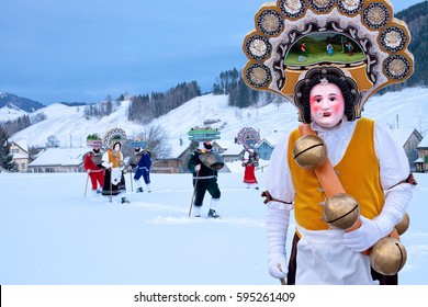 Silvesterchlausen Celebrating New Year in the Canton of Appenzell Ausserrhoden, Urnasch, Switzerland - January 13, 2016