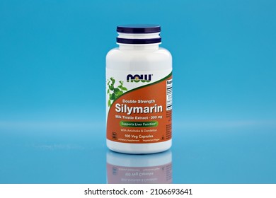 Silymarin (milk Thistle Extract) Capsules In The Jar. Dietary Supplement Editorial Photo. Novosibirsk,Russia - September, 9 - 2021