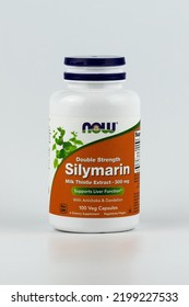 Silymarin (milk Thistle Extract) Editorial. Dietary Supplement In The Jar. Novosibirsk, Russia - January, 18 - 2022