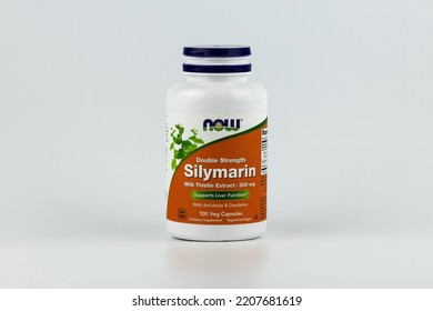 Silymarin (milk Thistle Extract) Editorial. Dietary Supplement In The Jar. Novosibirsk, Russia - January, 18 - 2022