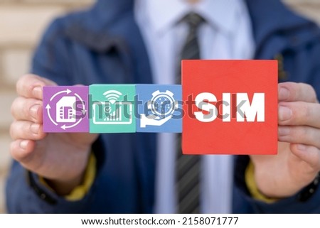 SIM card telecommunication technologies concept. eSIM embedded SIM new mobile communication technology.