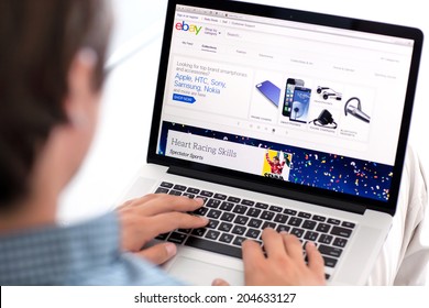 Simferopol, Russia - July 13, 2014: eBay the American company that provides services in the areas of online auctions, online shopping, instant payments. 