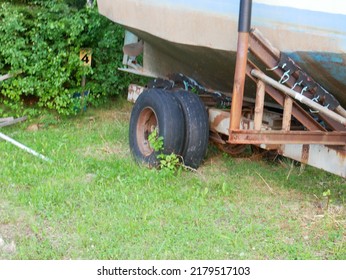 Simo, Finland - July 15 2022: Documentary Of Everyday Life And Place. Close Up Of Boat Trailer.