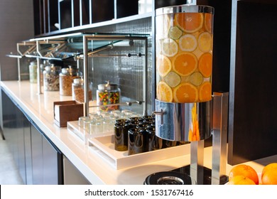 Simple Airport Lounge Candy Buffet With Fruit And Water