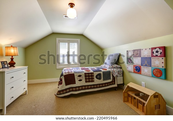 Simple Bedroom Interior Vaulted Ceiling Light Stock Photo Edit