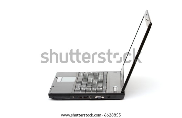 Simple Black Laptop Isolated On White Technology Objects Stock