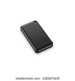 Simple Black Powerbank, Isolated On White