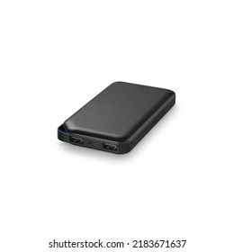 Simple Black Powerbank, Isolated On White