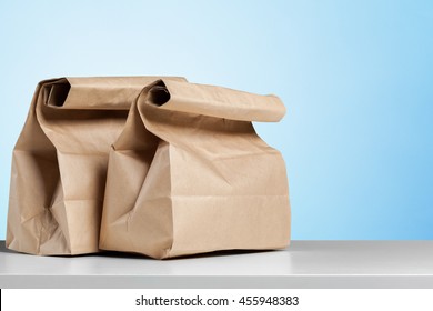 Simple Brown Paper Bag For Lunch Or Food On Table