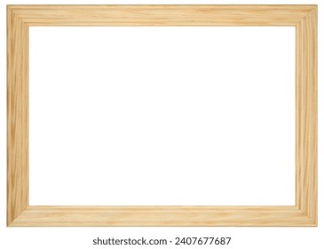 Simple Classic Old Vintage Wooden Rectangle mockup canvas frame isolated on white. Blank and diverse subject molding baguette. Design element. use for paint, mirror or photo