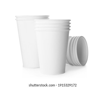 Simple clean paper coffee cups isolated on white