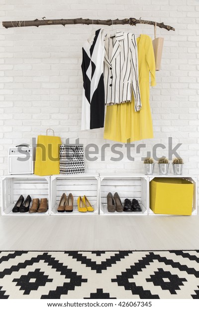 Simple Clothing Rack Clothes Hanging On Stock Photo Edit Now