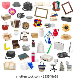 Simple Collage Of Isolated Objects On White Background