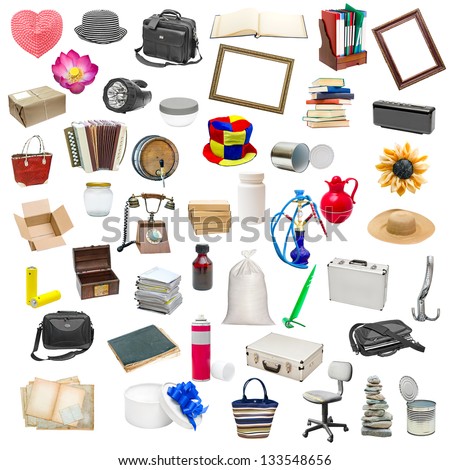 simple collage of isolated objects on white background