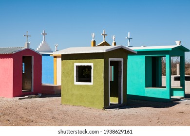 Simple But Colorful Cemetery On Baja California Peninsula, Mexico
