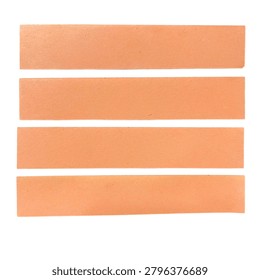A simple design featuring three bright orange horizontal stripes arranged evenly in a stack. Clean and minimalist layout for use in graphics, logos, or abstract patterns.