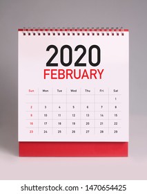 Simple Desk Calendar For February 2020
