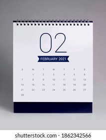 Simple Desk Calendar For February 2021
