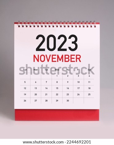 Simple desk calendar for November 2023