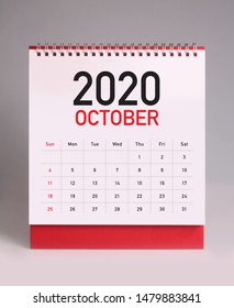 Simple Desk Calendar For October 2020
