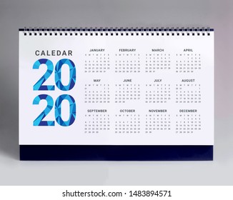 Simple desk calendar for year 2020