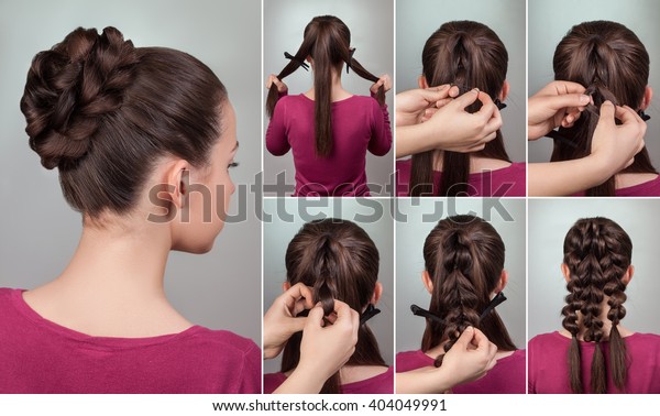 Simple Elegant Hairstyle Bun Long Medium Stock Photo Edit