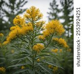 A simple, elegant outline of a goldenrod flower, showcasing its tall, slender stems and clustered blooms. Perfect for minimalist designs and nature-inspired art.