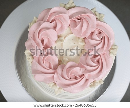 Simple elegant vanilla raspberry cake with buttercream icing