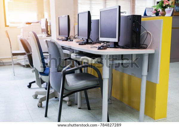 Simple Empty Office Desks Interiors Stock Photo Edit Now 784827289