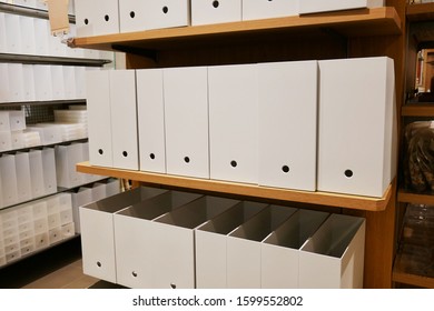 Simple file case lined up in a store