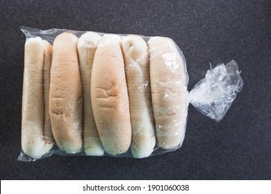 Simple Food Ingredients Concept, Hot Dog Buns In Plastic Bag