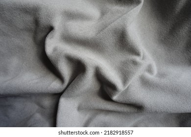 Simple Gray Wool, Viscose And Polyester Jersey Fabric In Soft Folds