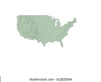 Simple Green Topographic United States Map 