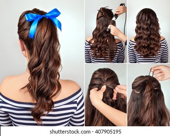 Simple Hairstyle Pony Tail On Curly Hair Tutorial