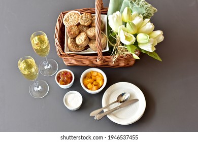 Simple healthy weekend brunch, celebration, Mother's Day, birthday. Photo concept food background, close-up, copy space, food and drink - Powered by Shutterstock