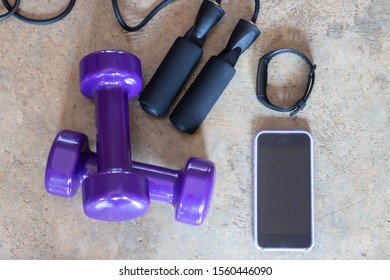 Simple home fitness exercise items, stock photo