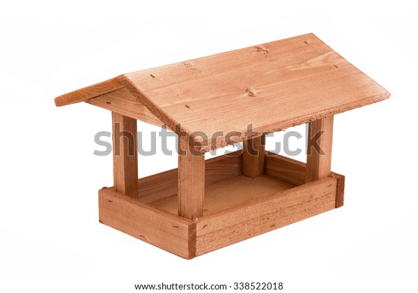 Simple Homemade Wooden Bird Feeder Isolated Stock Photo Edit Now