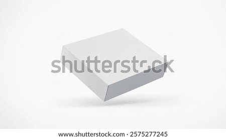 Simple image showcasing a blank white square box, floating in a minimalist white background. Premium mockup with a clean and elegant white background.