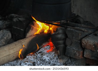 simple kitchen in rural area with traditional stove.  cooking using a stove and wood as fuel. - Powered by Shutterstock