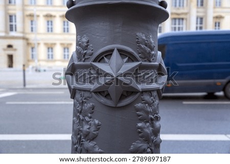 Simple lamp post isolated on white, German street lantern