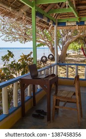 A Simple Life Style Home Office At The Beach Cottage A Life Balance Scene Of Recreation And Work