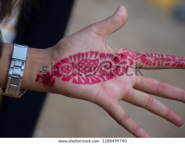 Simple Mehndi Design Beautiful Girl Stock Photo Edit Now 1288499740